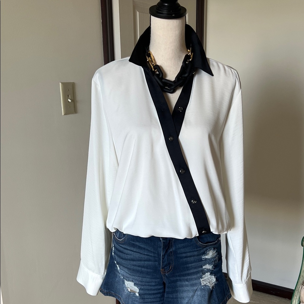 Karl Lagerfeld White and Black Button Down Shirt , new